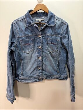 Vintage 90s Tommy Hilfiger Light Blue Denim Jean Jacket Size M